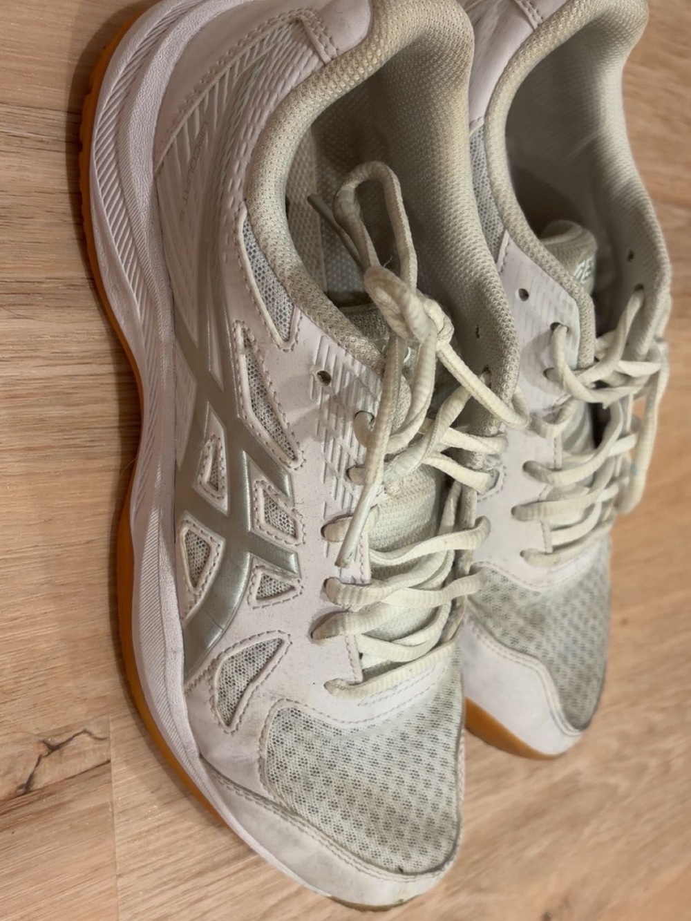 Asics White and Gum Athletic Sneakers for Women